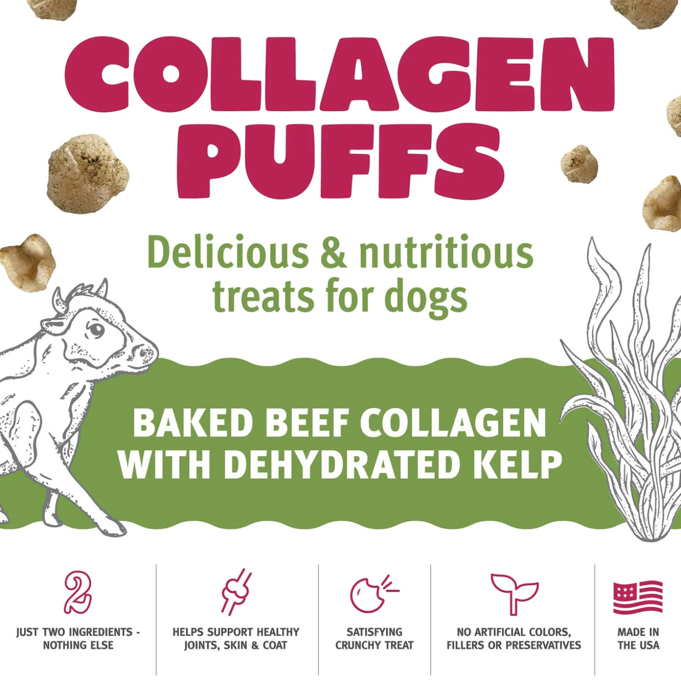 Icelandic+ Beef Collagen Puffs Dehydrated Small Dog Treats
