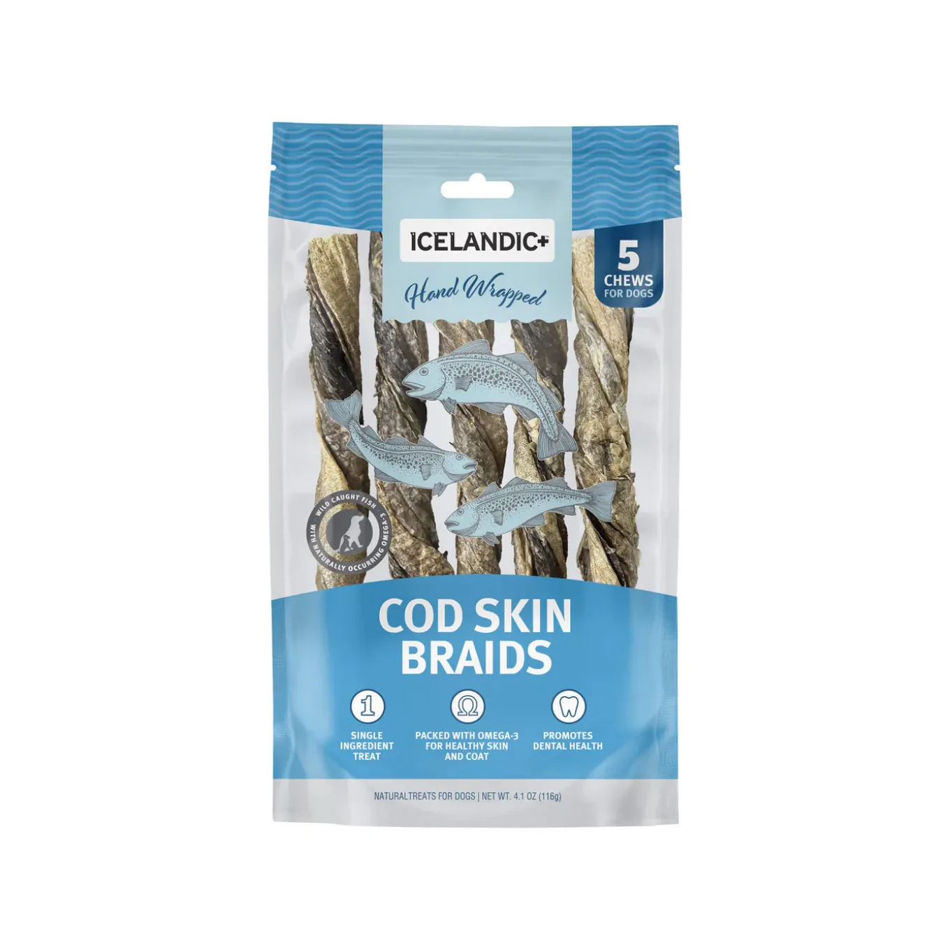 Icelandic+ Hand Wrapped Cod Skin Braids for Dogs