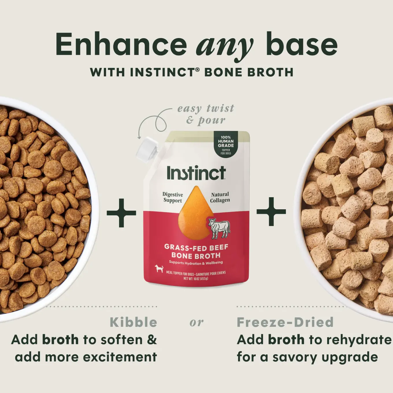 Instinct Human Grade Bone Broth Meal Topper for Dogs