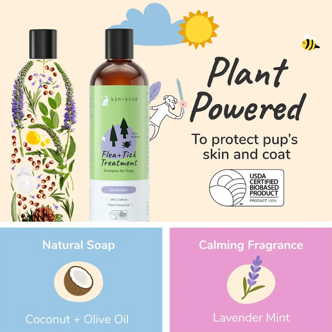Kin + Kind Flea & Tick Shampoo for Dogs