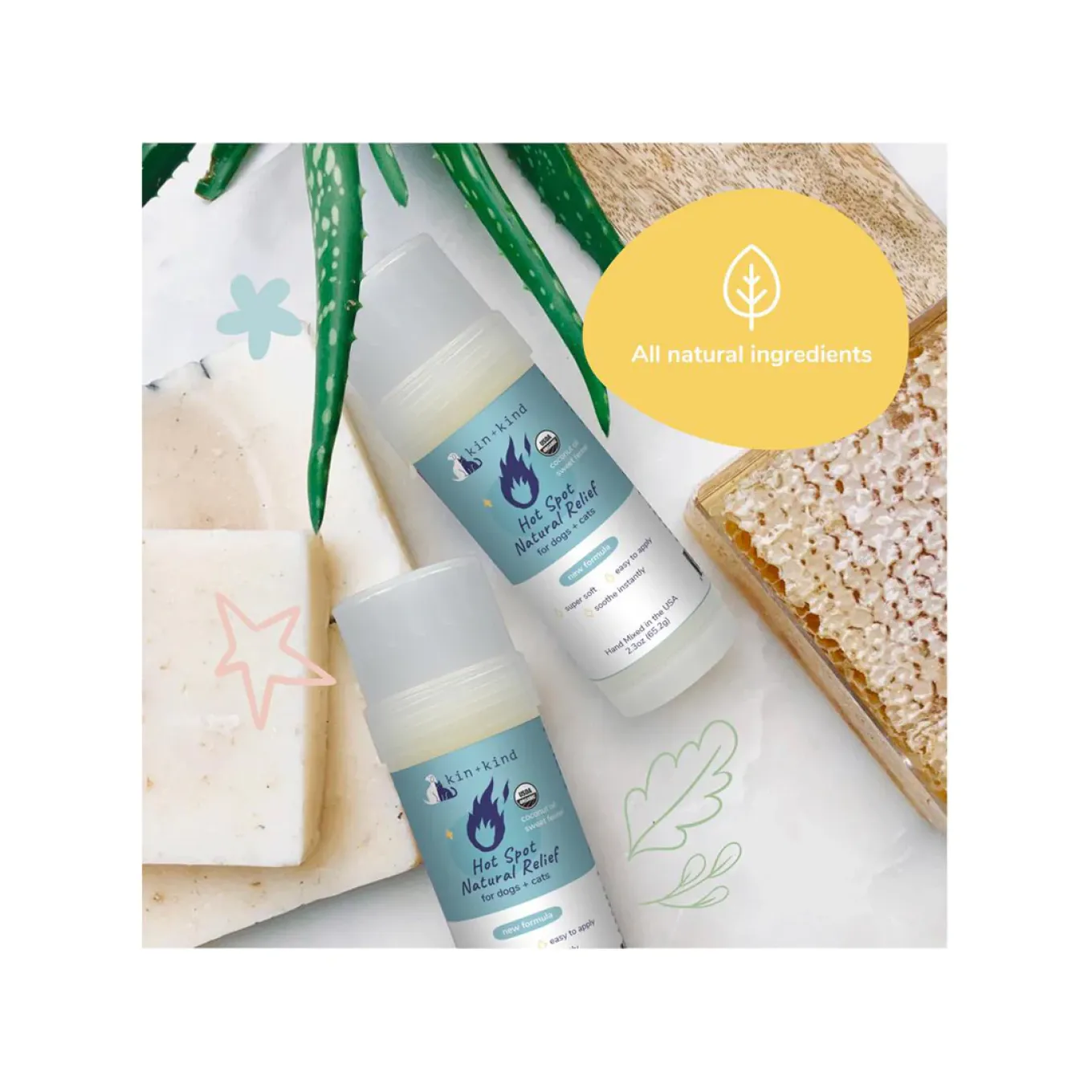 Kin + Kind Organic Hot Spot Relief Stick for Dogs & Cats