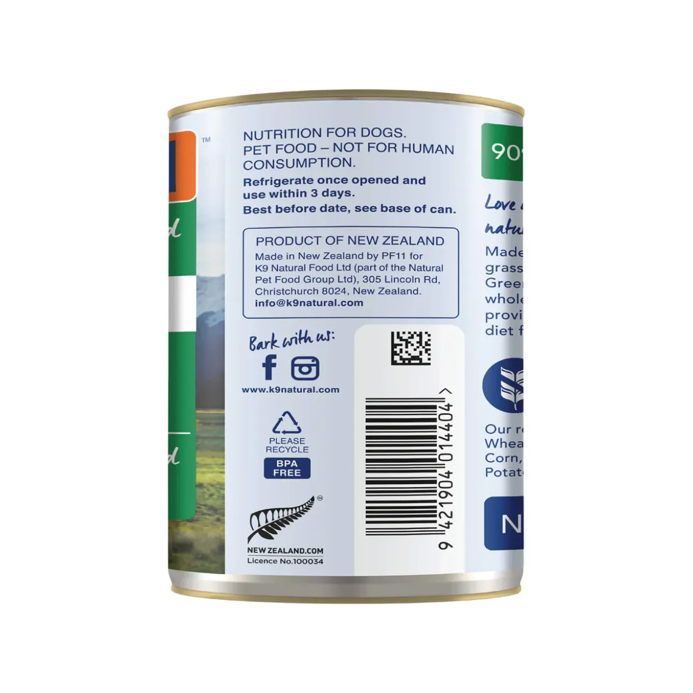 K9 Natural Grain-Free Canned Dog Food