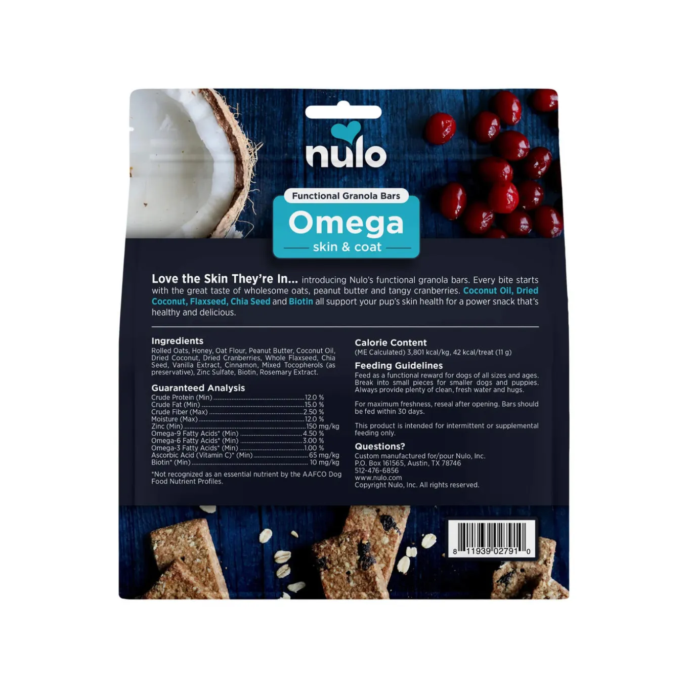 Nulo Functional Granola Bar Omega Skin & Coat Dog Treats