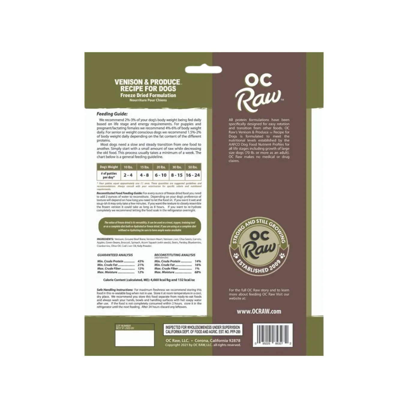OC Raw Freeze Dried Sliders Dog Food