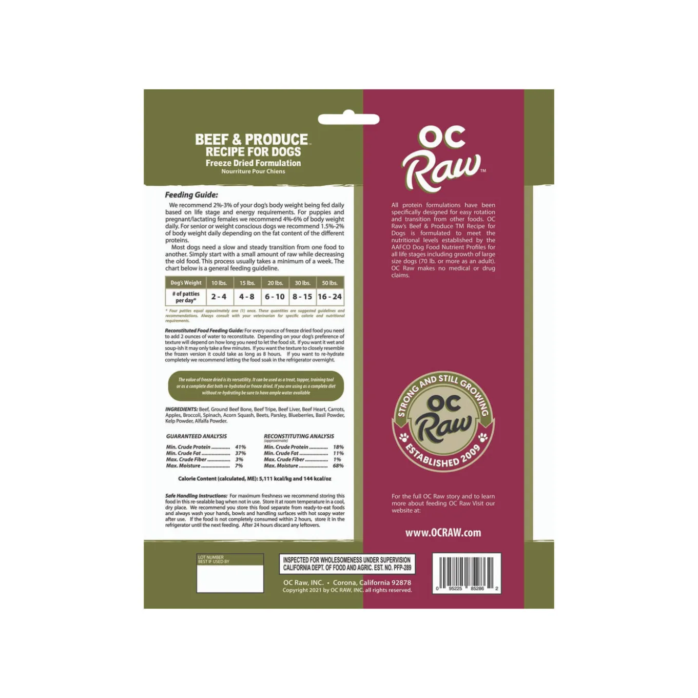 OC Raw Freeze Dried Sliders Dog Food