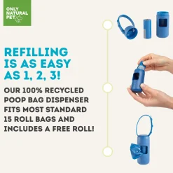 Only Natural Pet 100% Recycled Plastic Dog Poop Bag Dispenser & Waste Bags