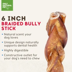 Only Natural Pet Braided Bully Sticks for Dogs