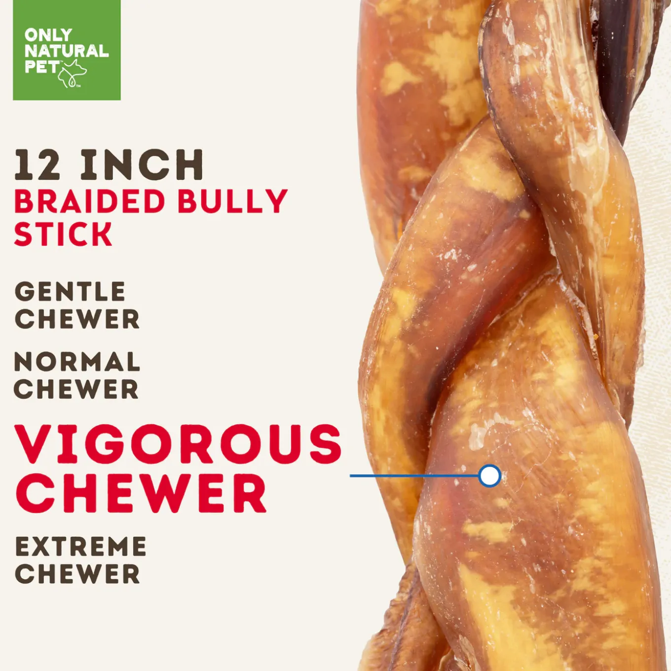Only Natural Pet Braided Bully Sticks for Dogs