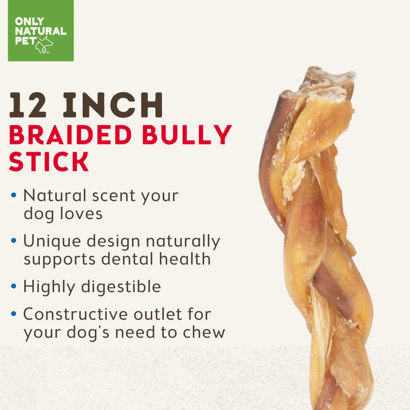 Only Natural Pet Braided Bully Sticks for Dogs