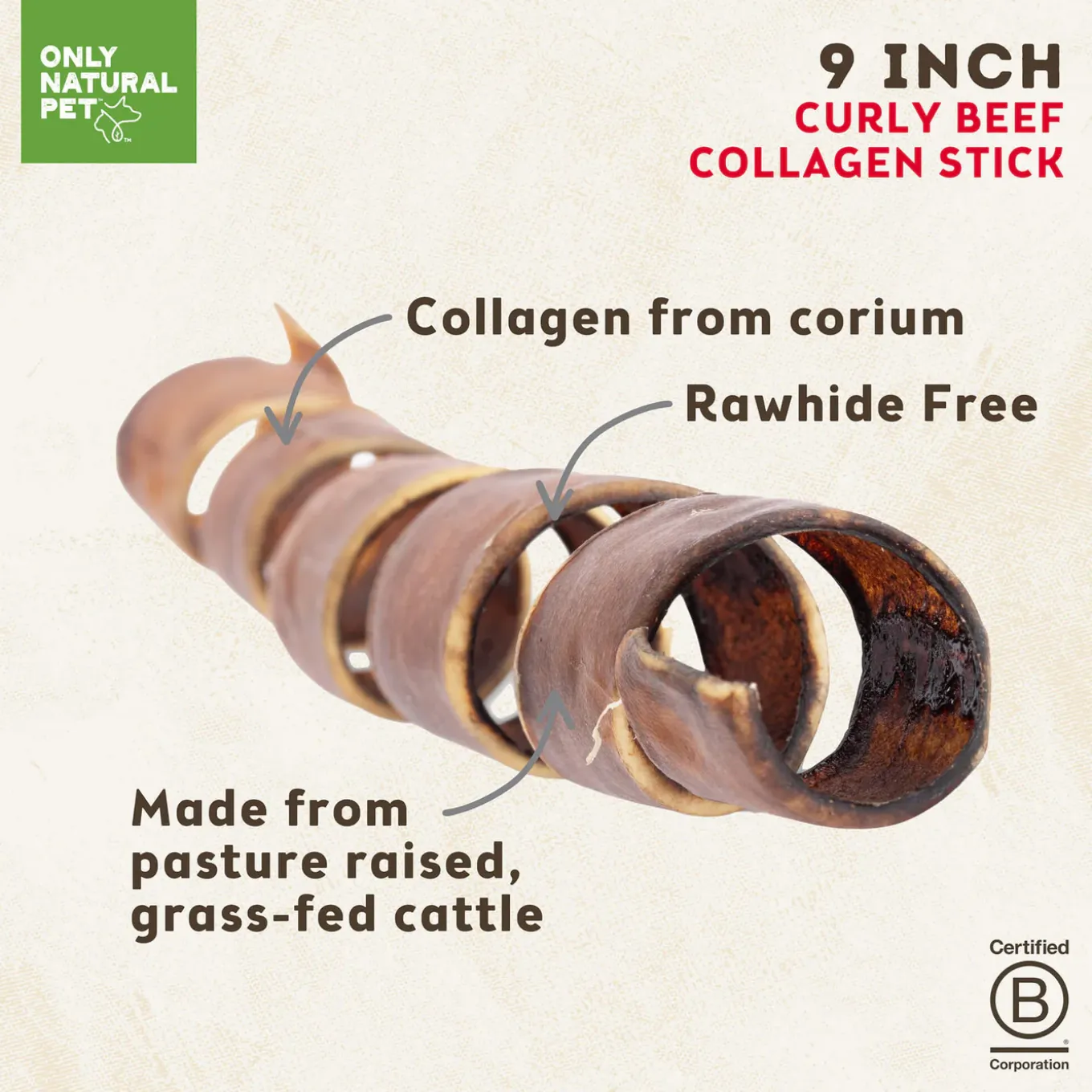 Only Natural Pet Curly Beef Collagen Stick for Dogs