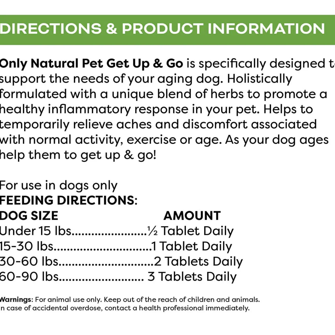 Only Natural Pet Get Up & Go Joint Support Supplement Chewable Tablets for Dogs