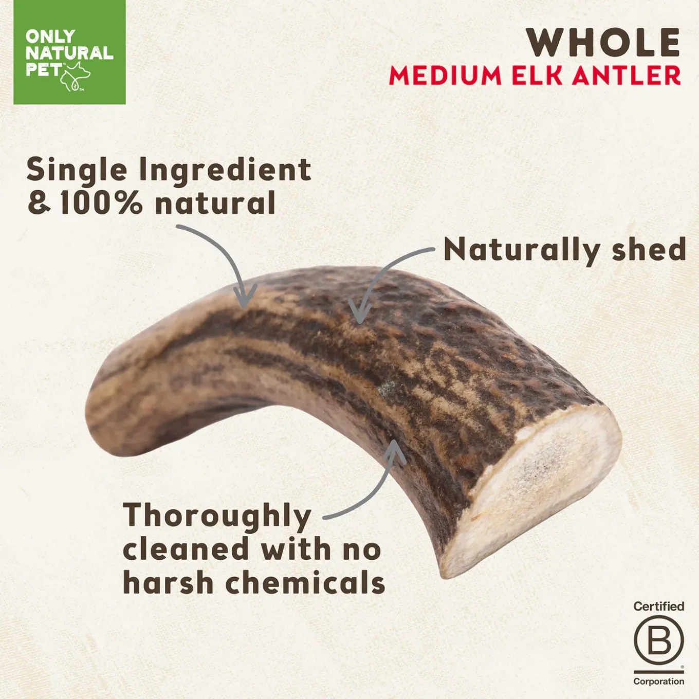 Only Natural Pet Medium Whole Elk Antler for Dogs