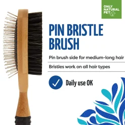 Only Natural Pet Pin Bristle Brush with Bamboo Handle for Dogs