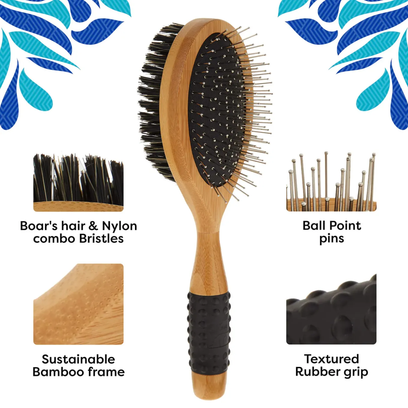 Only Natural Pet Pin Bristle Brush with Bamboo Handle for Dogs