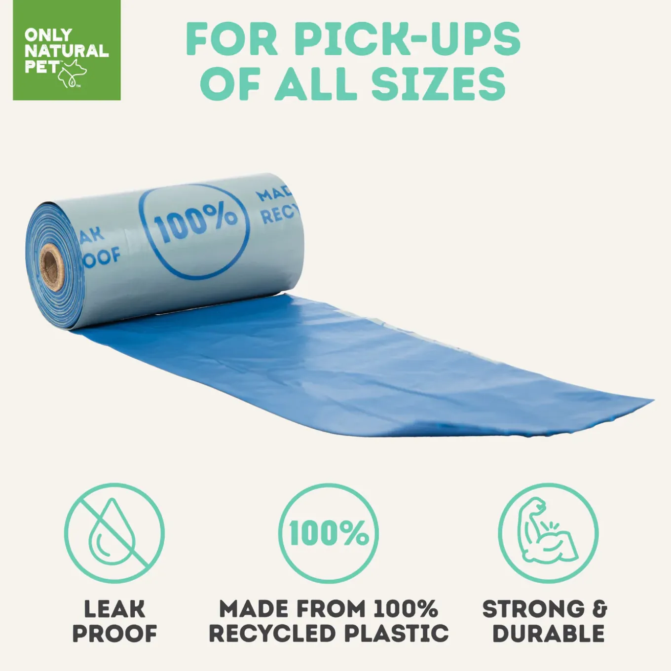 Only Natural Pet Post-Consumer Recycled Plastic Mint Scented Poop Bags for Dogs