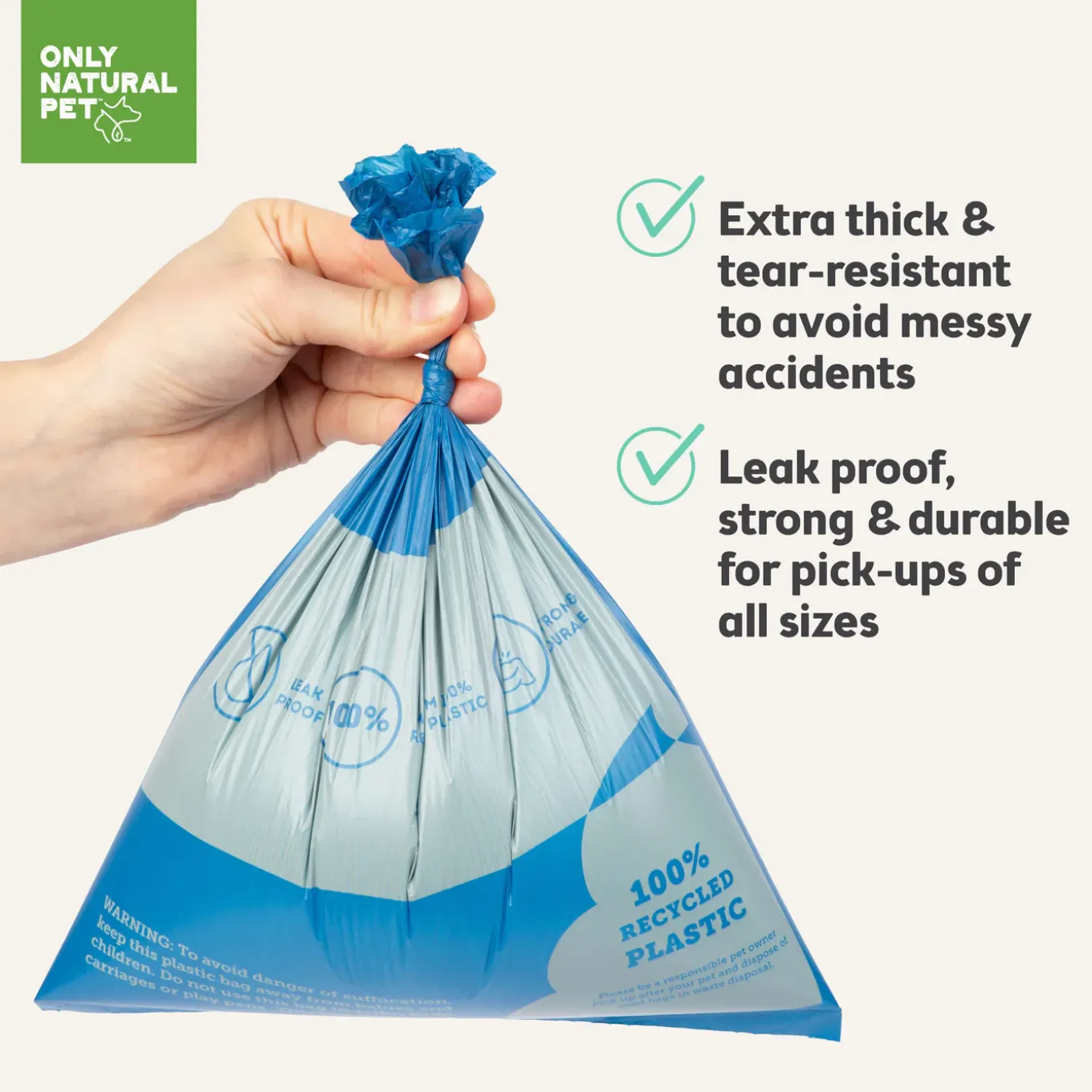 Only Natural Pet Post-Consumer Recycled Plastic Mint Scented Poop Bags for Dogs