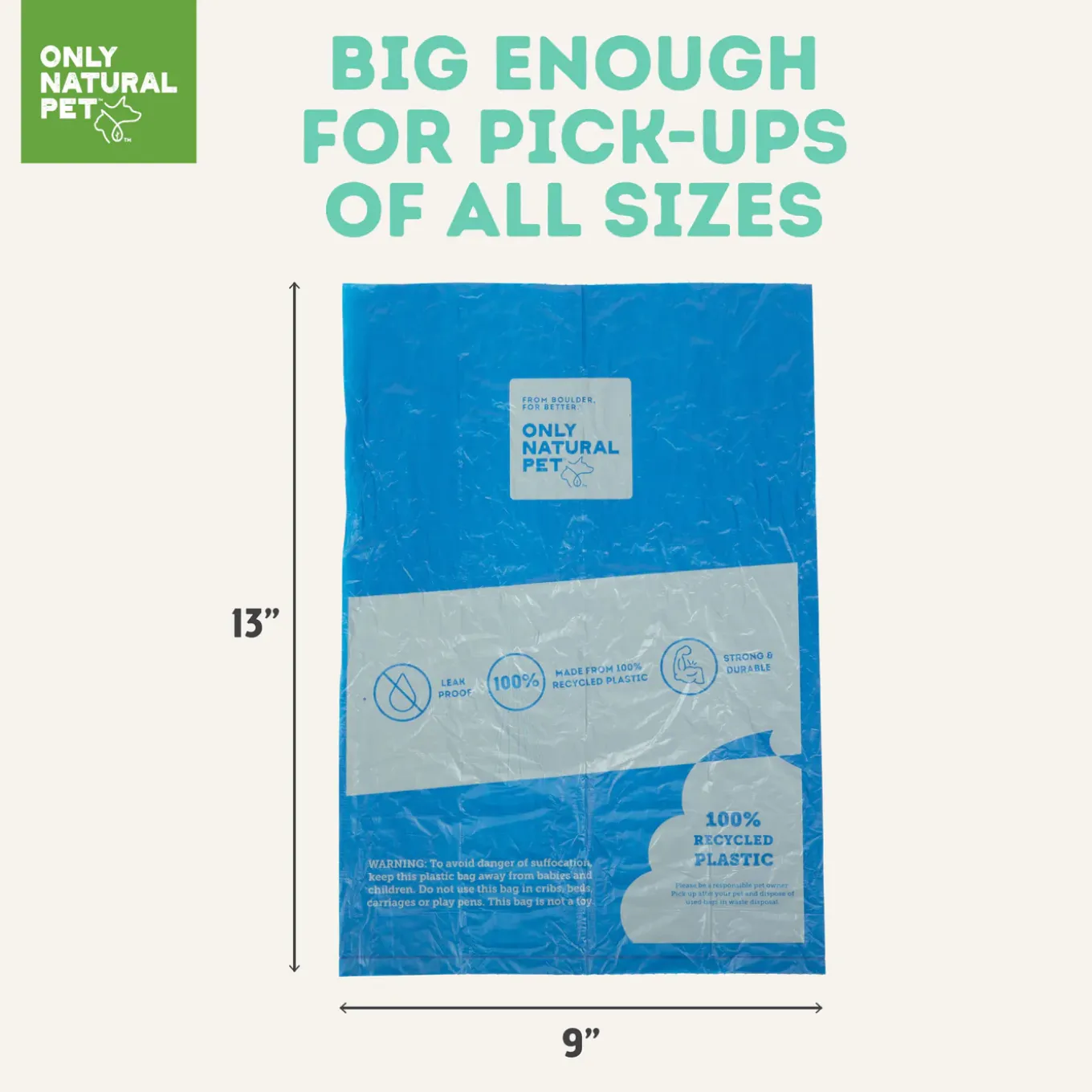 Only Natural Pet Post-Consumer Recycled Plastic Mint Scented Poop Bags for Dogs