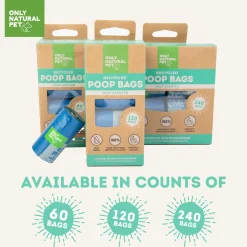 Only Natural Pet Post-Consumer Recycled Plastic Mint Scented Poop Bags for Dogs