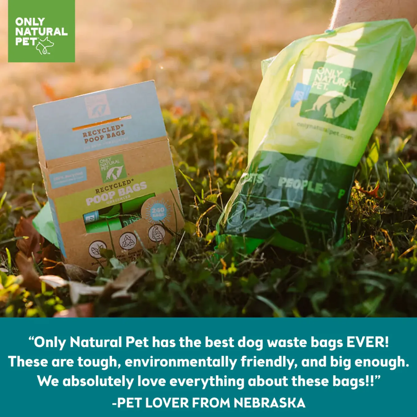 Only Natural Pet Post-Consumer Recycled Plastic Mint Scented Poop Bags for Dogs