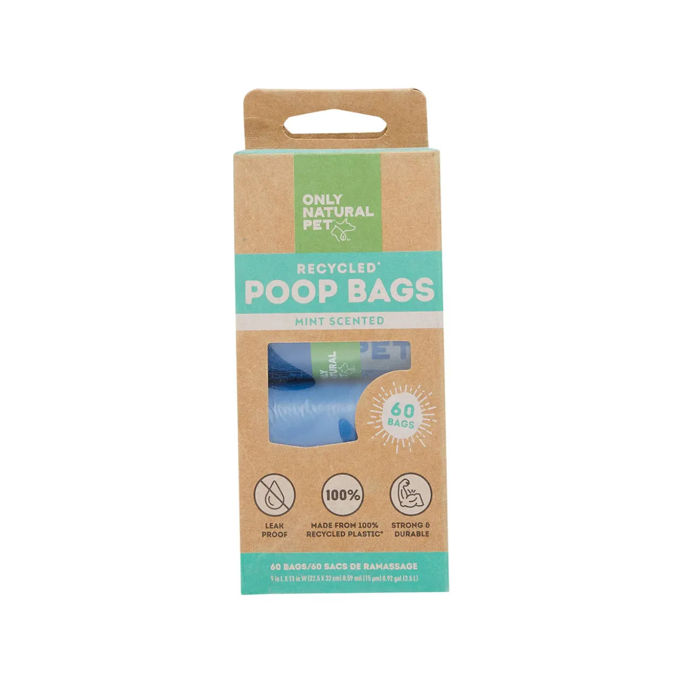Only Natural Pet Post-Consumer Recycled Plastic Mint Scented Poop Bags for Dogs