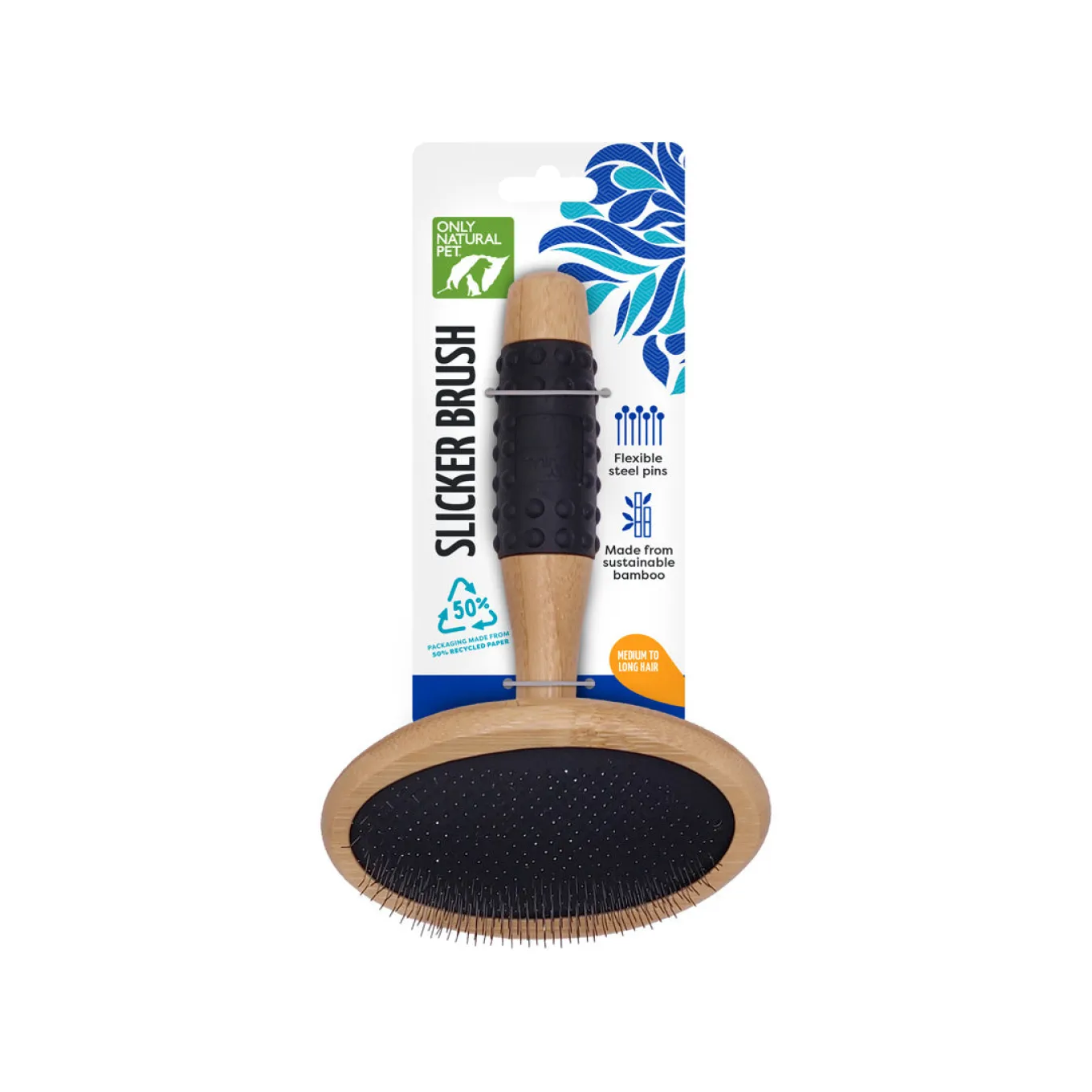 Only Natural Pet Slicker Brush with Bamboo Handle for Dogs