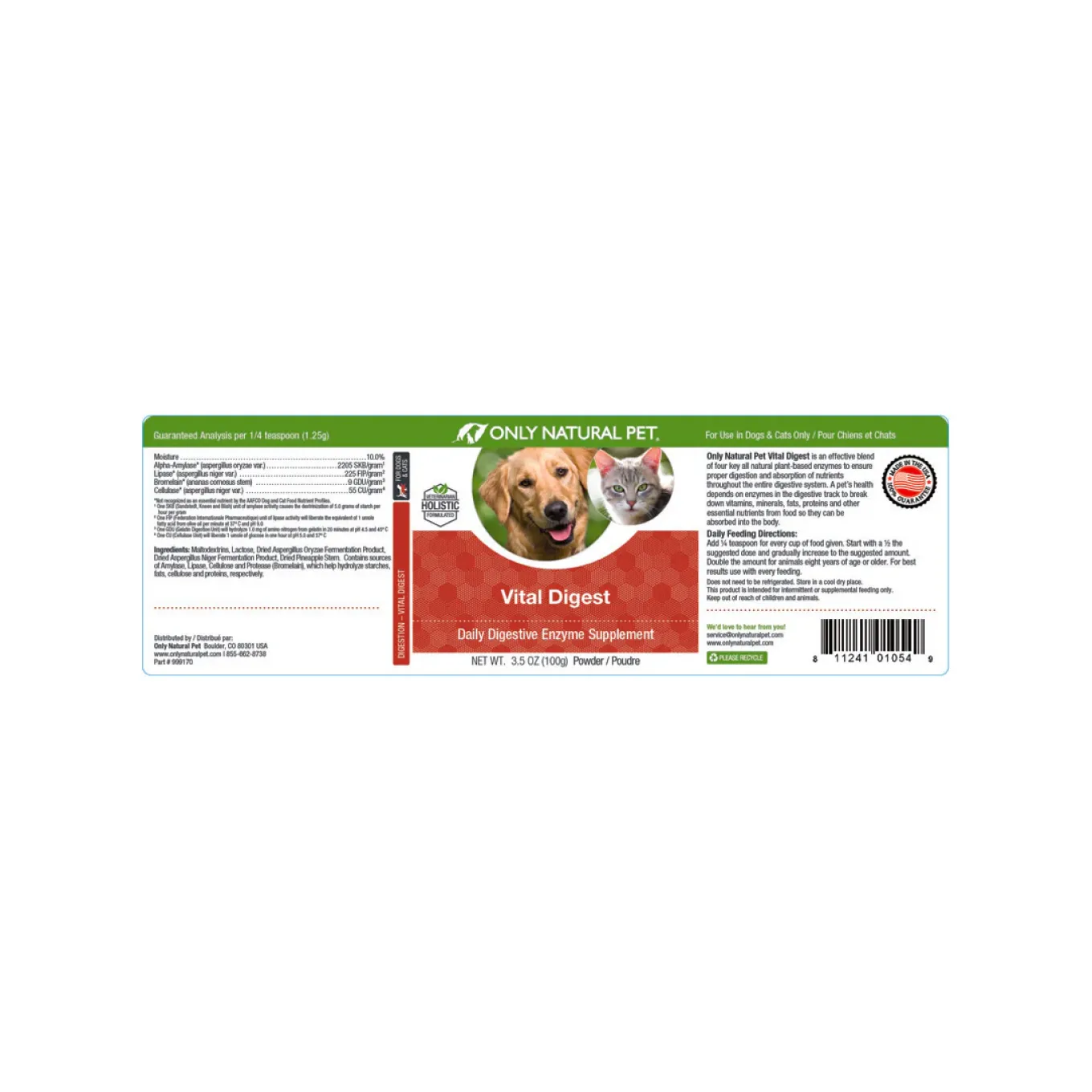 Only Natural Pet Vital Digest for Dogs & Cats