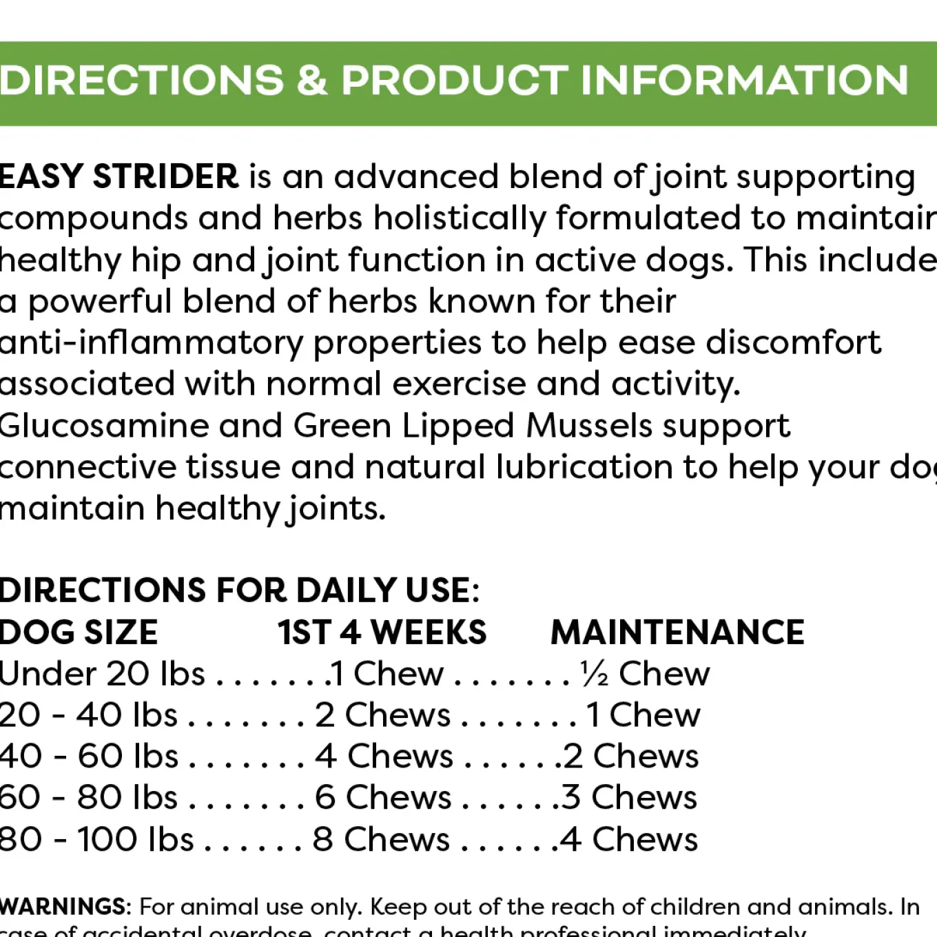 Only Natural Pet Easy Strider Hip and Joint Dog Supplement Soft Chews