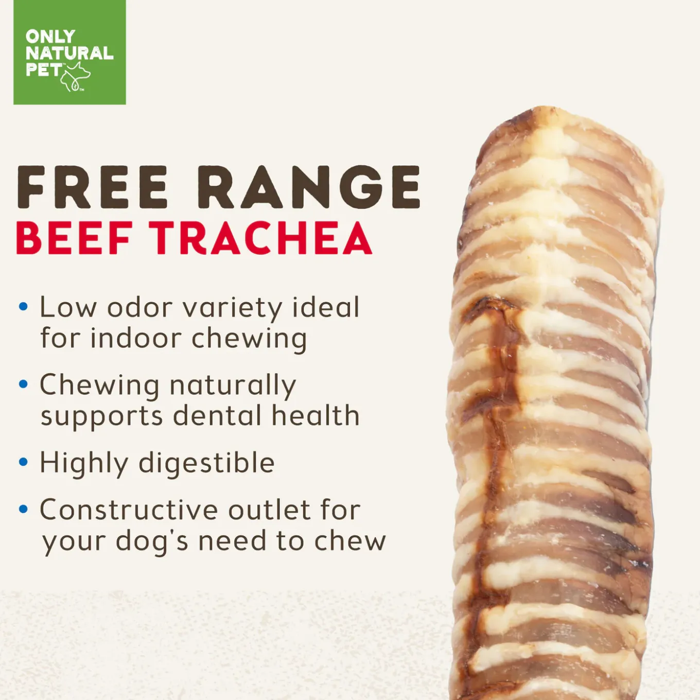 Only Natural Pet Free-Range Beef Trachea Chews For Dogs
