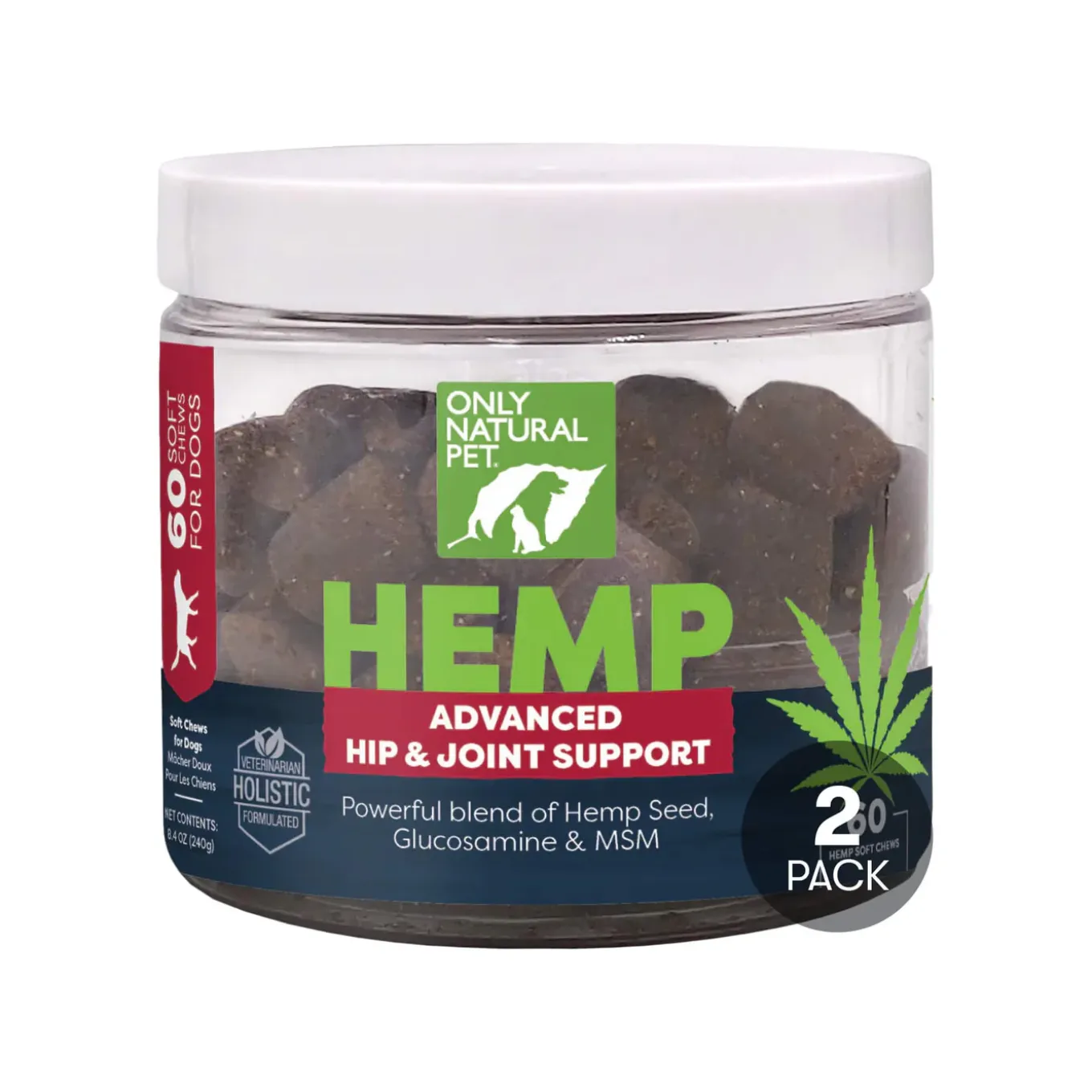 Only Natural Pet Hemp Advanced Hip & Joint Supplement for Dogs 60 Count