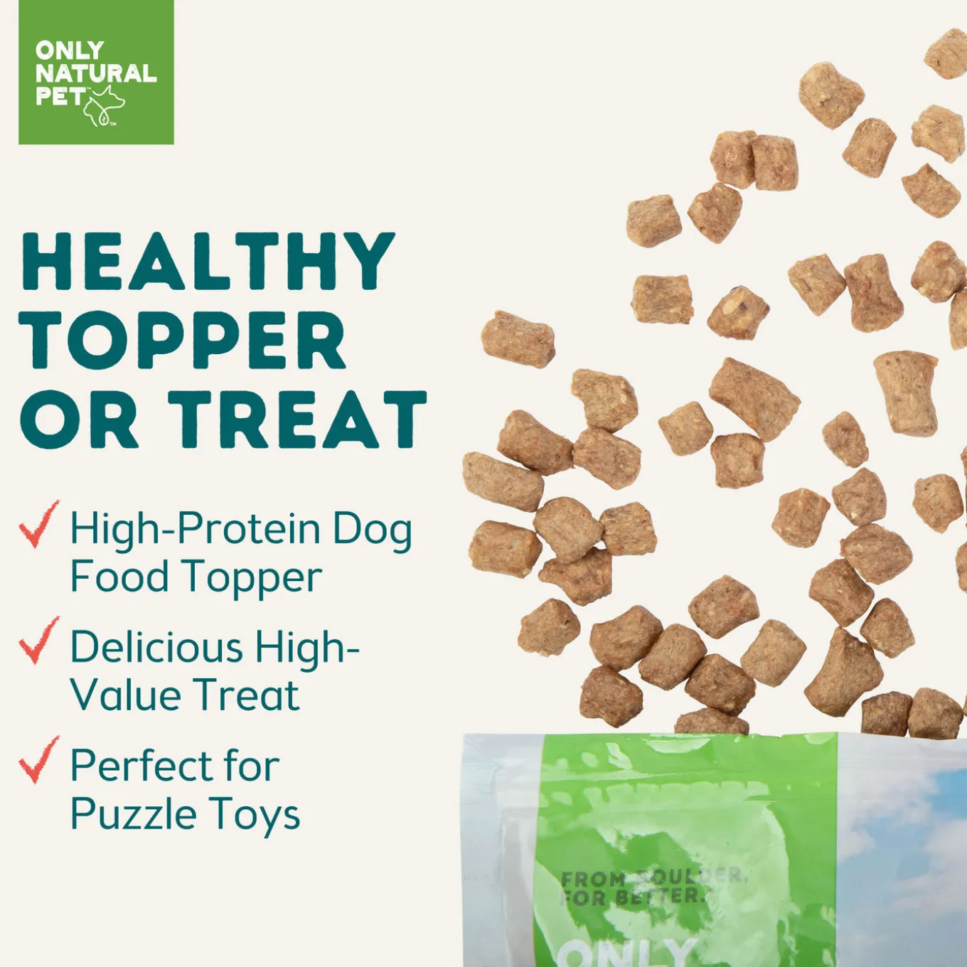 Only Natural Pet Raw Toppers Freeze-Dried Recipe Meal Topper for Dogs