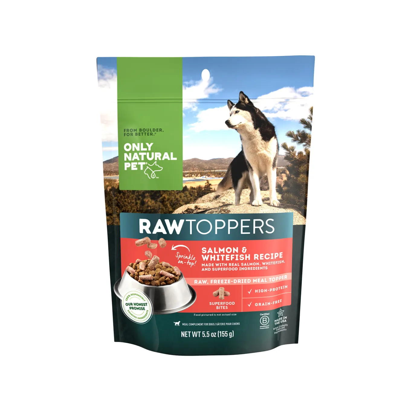 Only Natural Pet Raw Toppers Freeze-Dried Recipe Meal Topper for Dogs