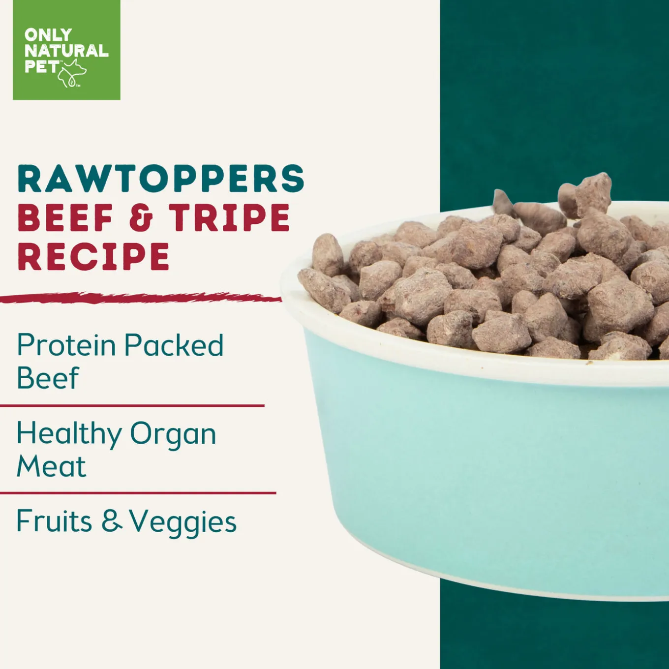 Only Natural Pet Raw Toppers Freeze-Dried Recipe Meal Topper for Dogs