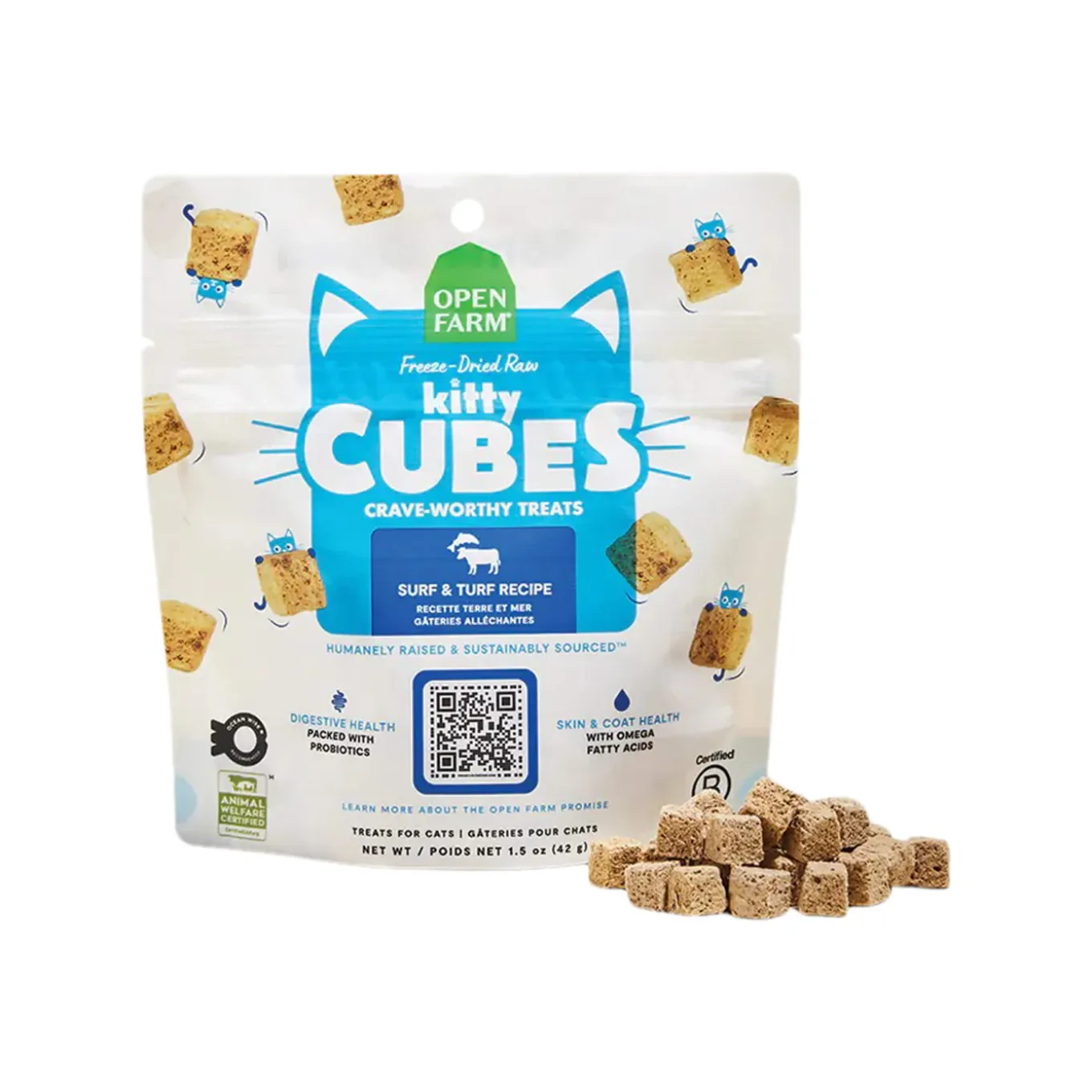 Open Farm Freeze Dried Raw Kitty Cubes Cat Treats 1.5 oz