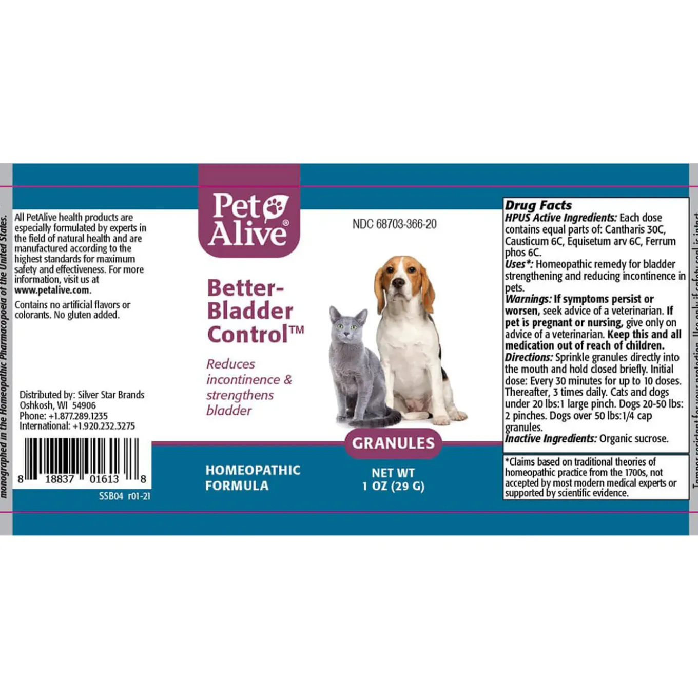 PetAlive Better-Bladder Control Homeopathic Remedy for Dogs & Cats