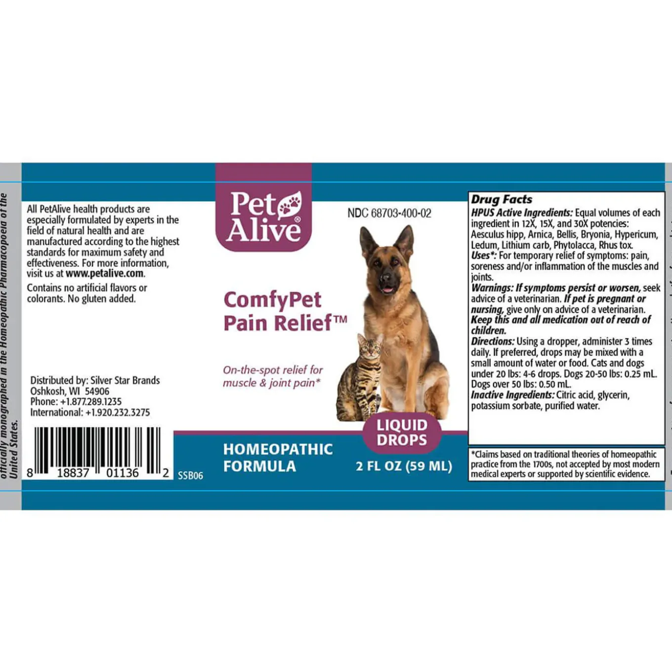 PetAlive ComfyPet Pain Relief Homeopathic Remedy for Dogs & Cats