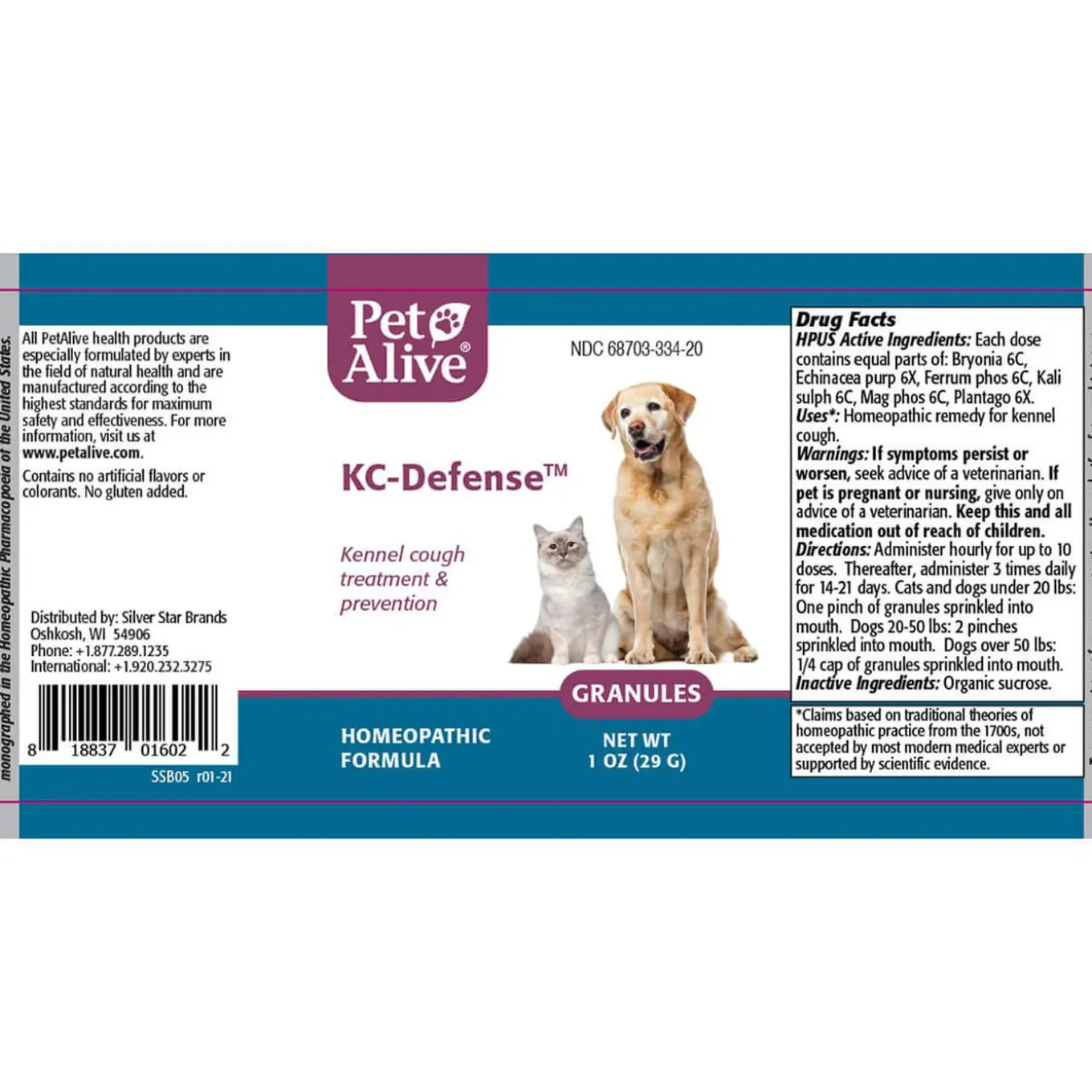 PetAlive KC-Defense Respiratory Homeopathic Remedy for Dogs & Cats