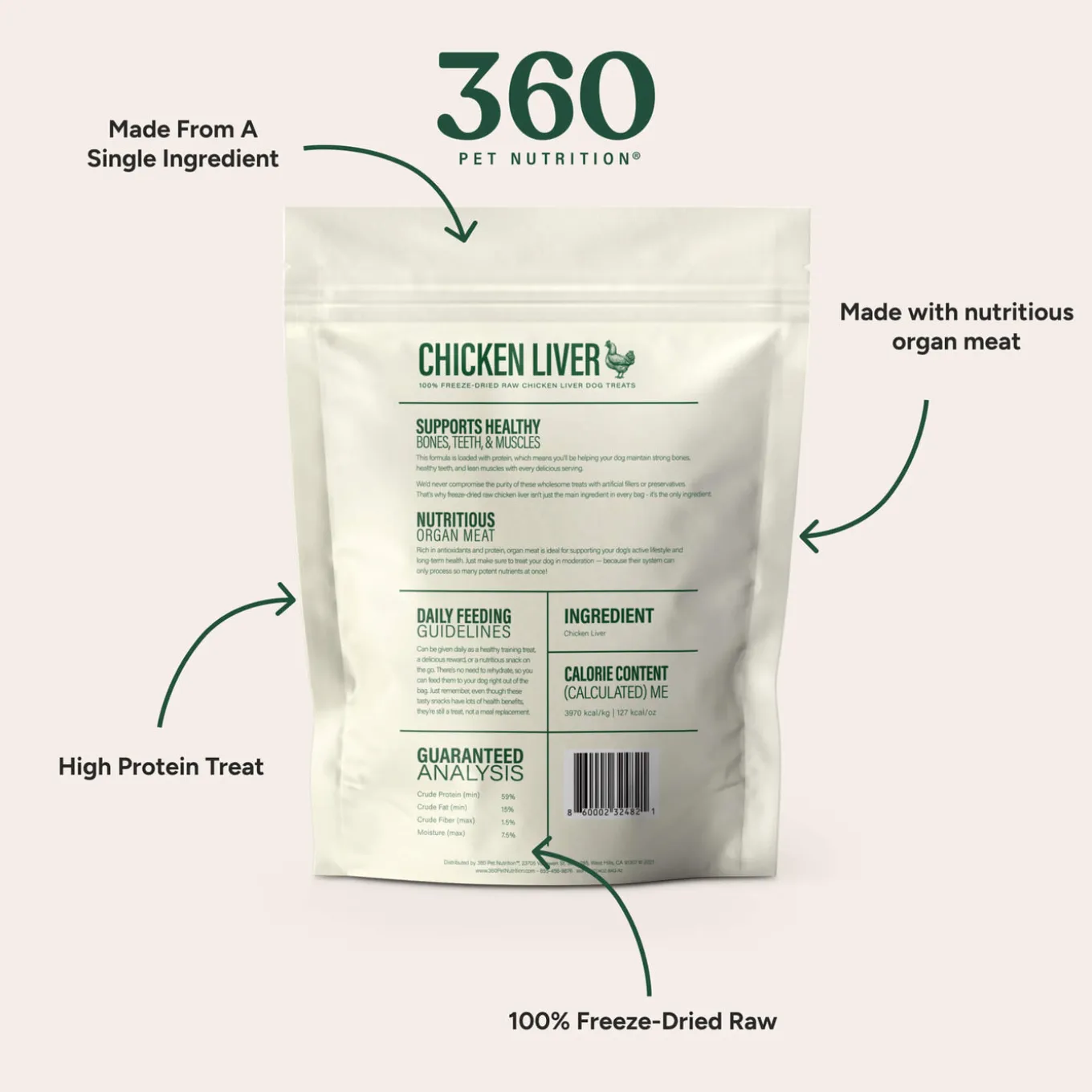 360 Pet Nutrition Freeze Dried Liver Treats for Dogs