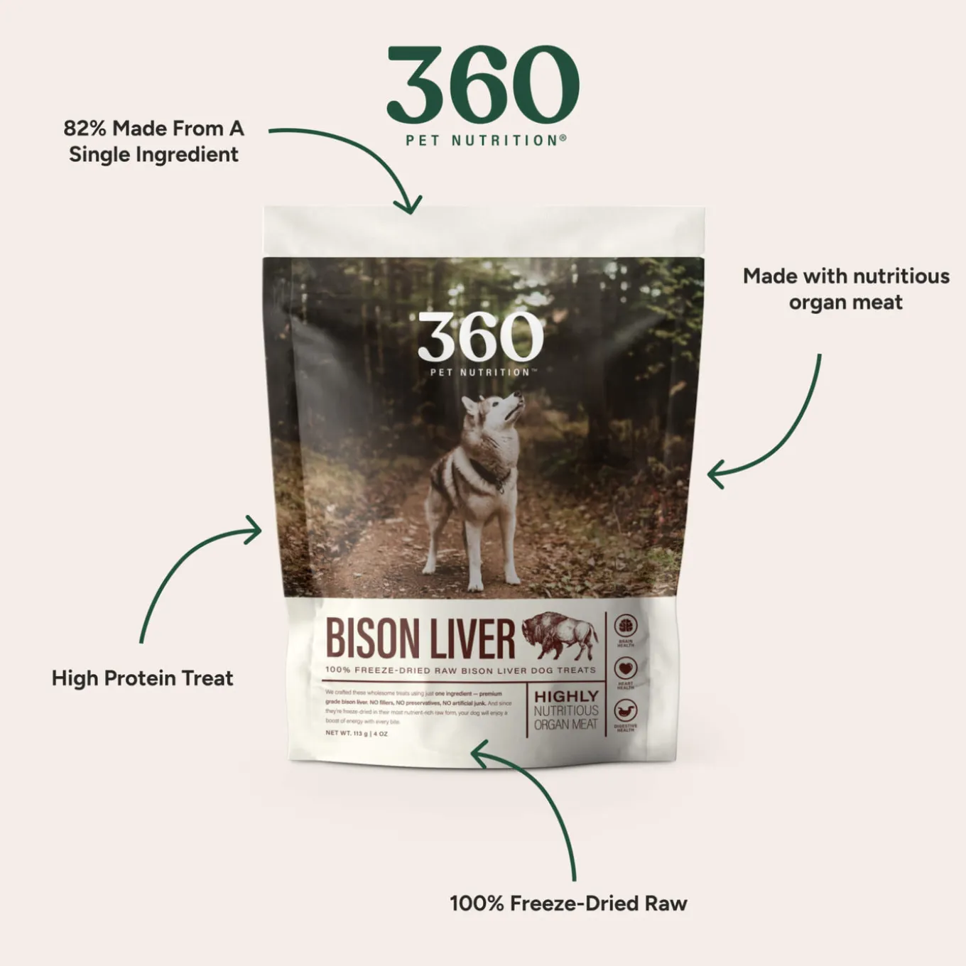 360 Pet Nutrition Freeze Dried Liver Treats for Dogs