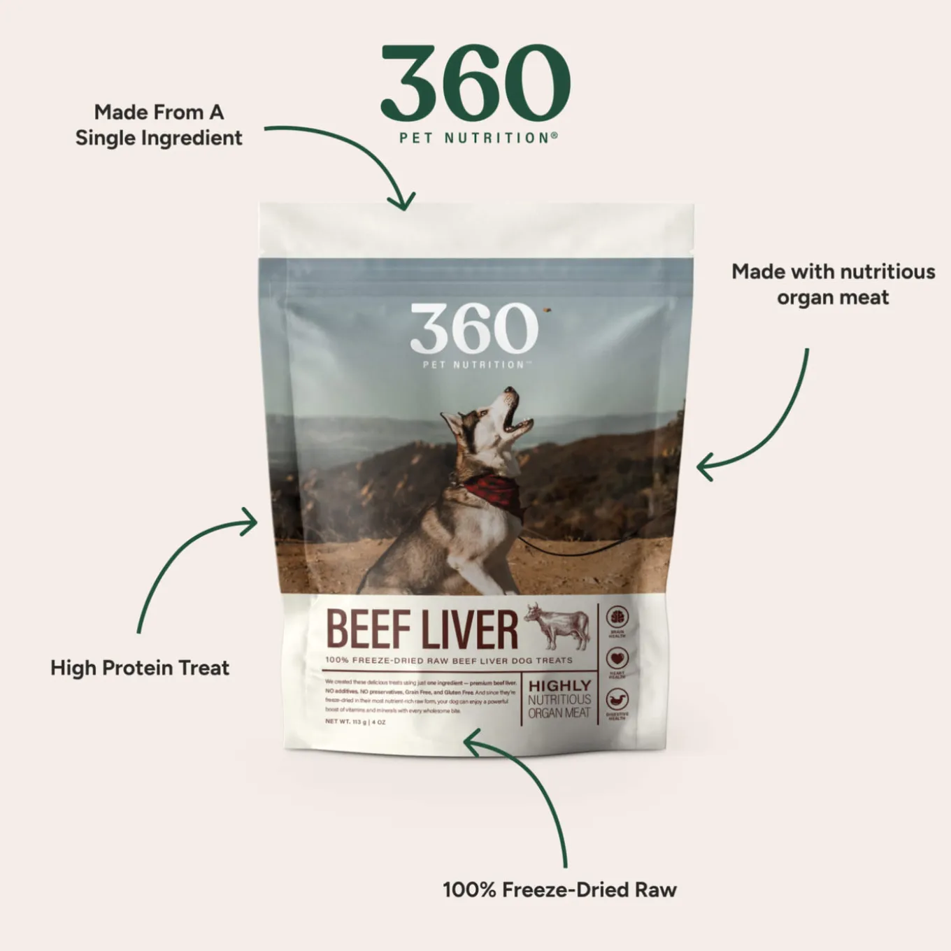 360 Pet Nutrition Freeze Dried Liver Treats for Dogs