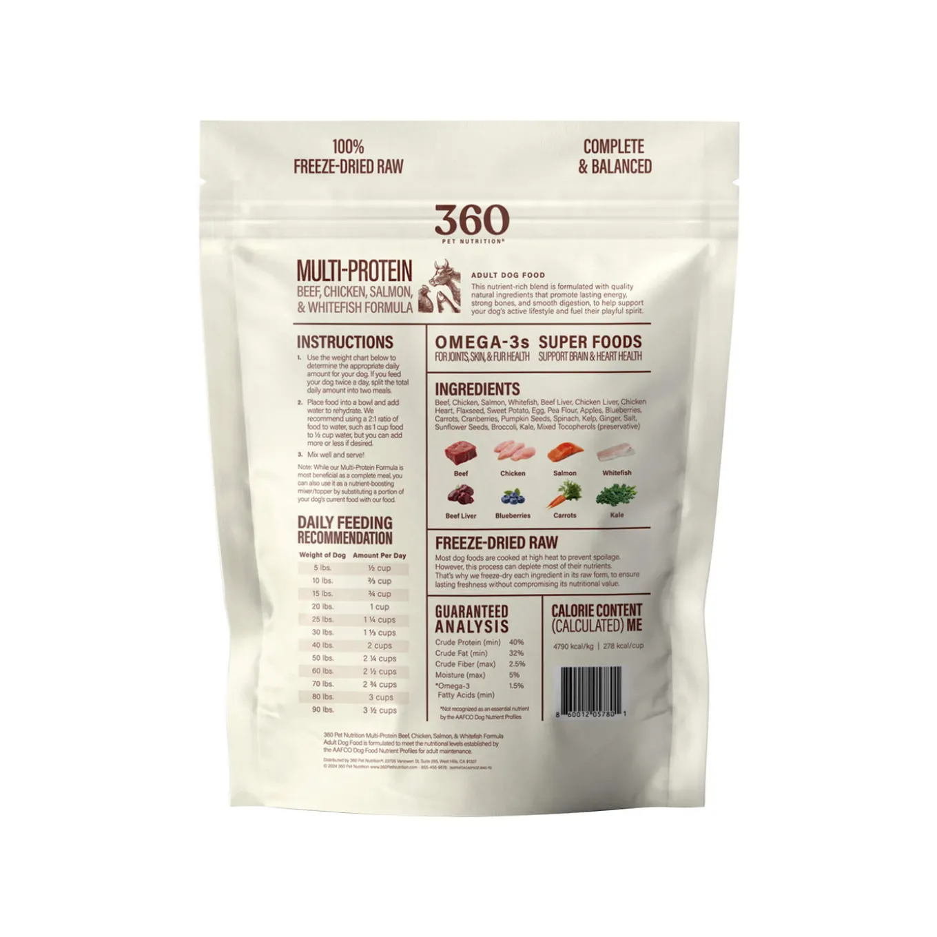 360 Pet Nutrition Freeze Dried Raw Complete Meal for Dogs