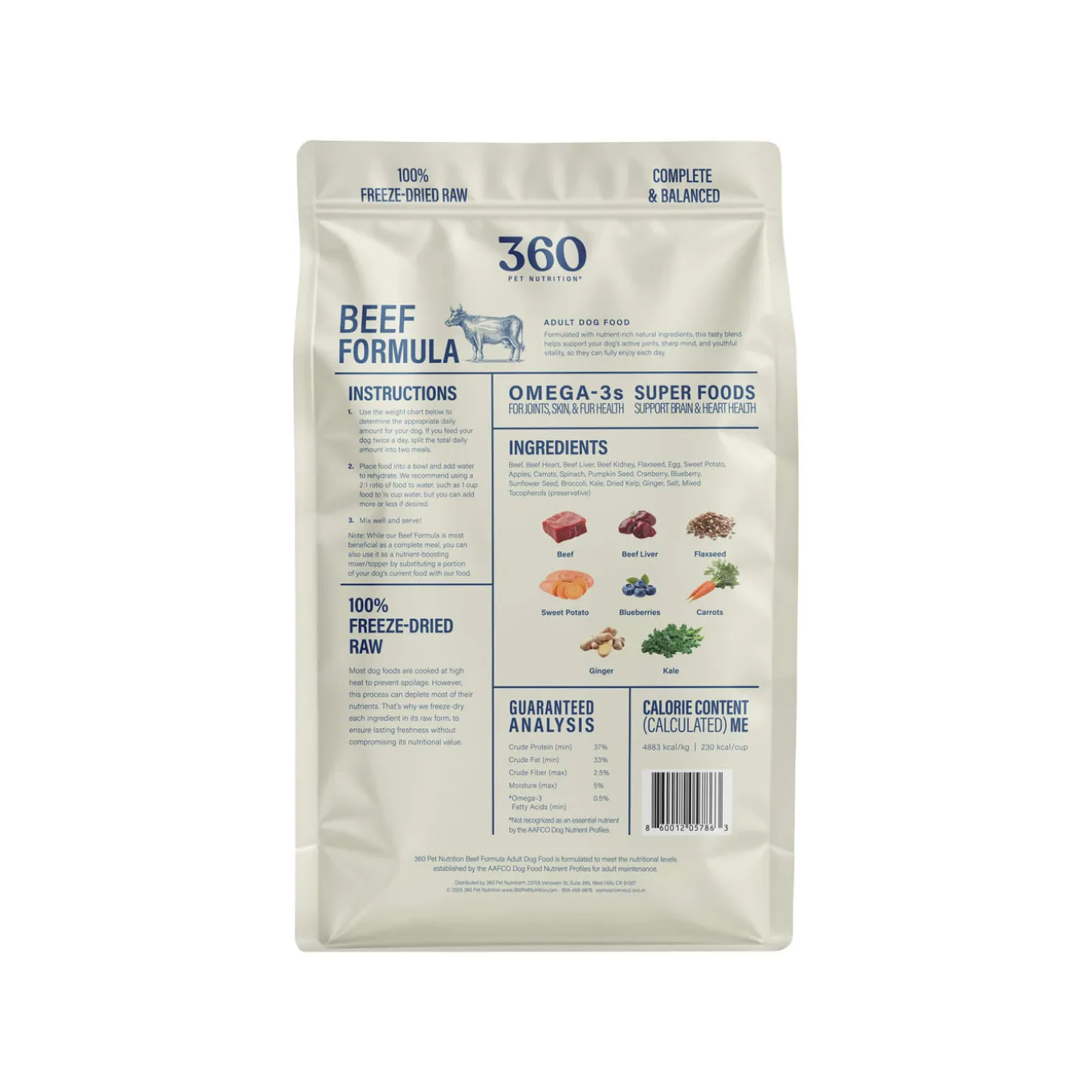 360 Pet Nutrition Freeze Dried Raw Complete Meal for Dogs