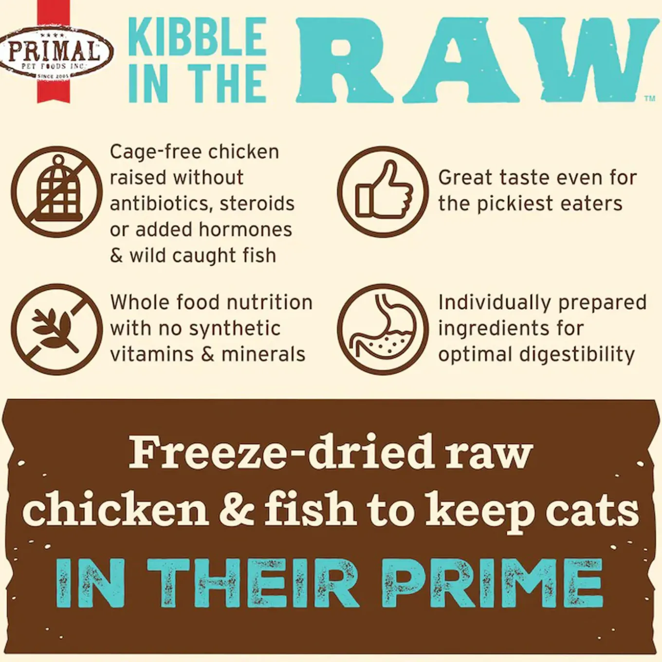 Primal Feline Kibble in the Raw Freeze-Dried Cat Food