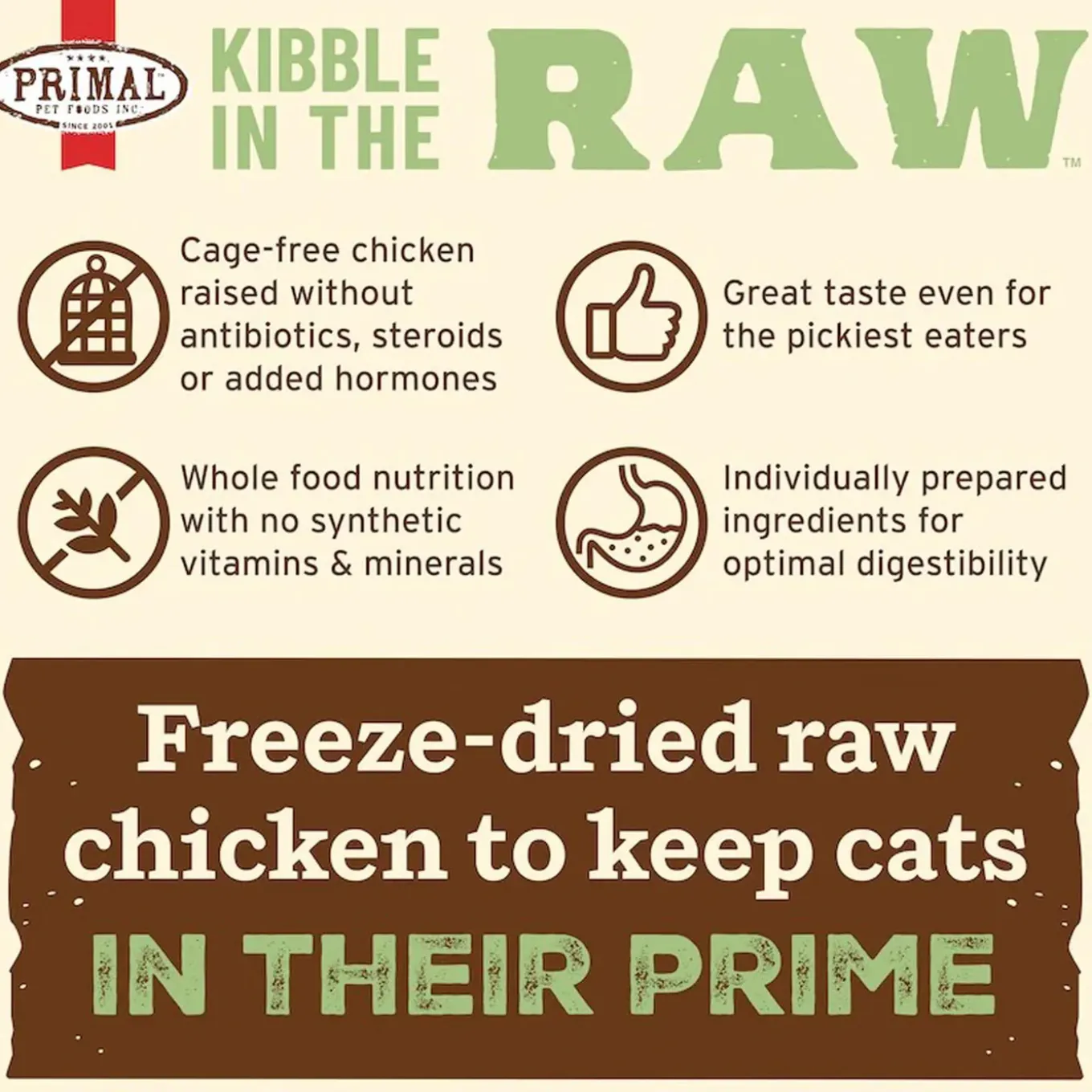 Primal Feline Kibble in the Raw Freeze-Dried Cat Food