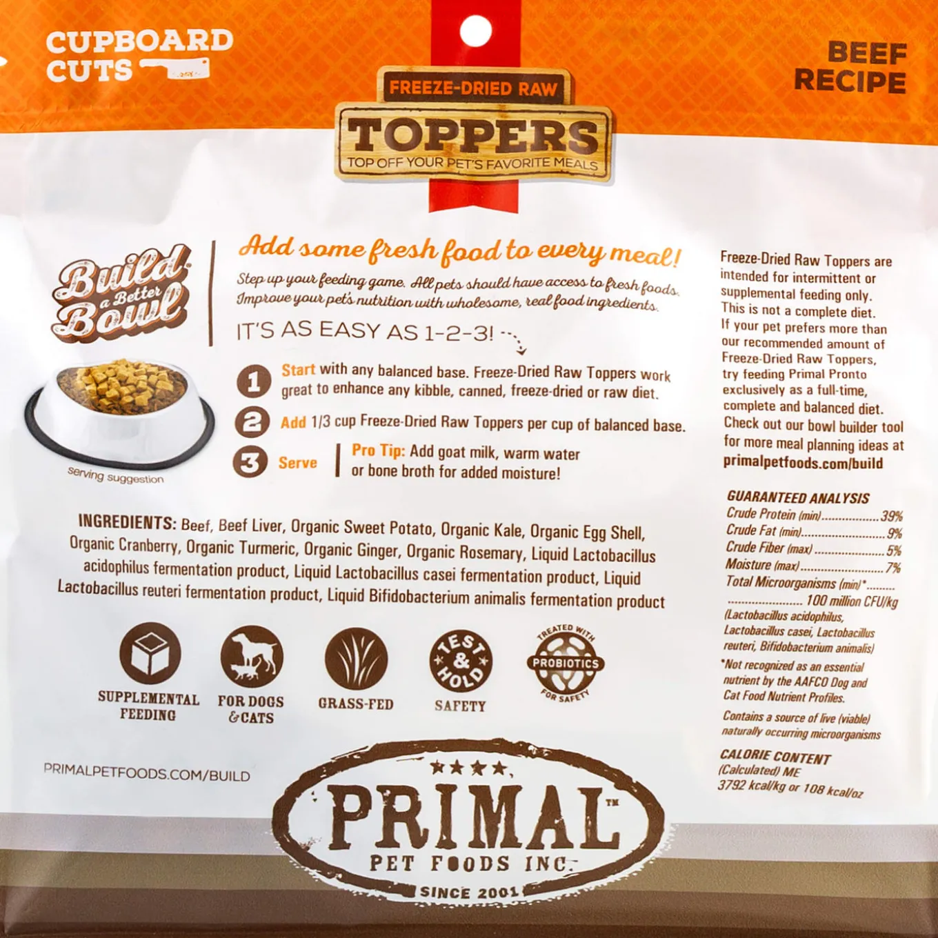 Primal Pet Foods Cupboard Cuts Freeze Dried Cat & Dog Food Topper