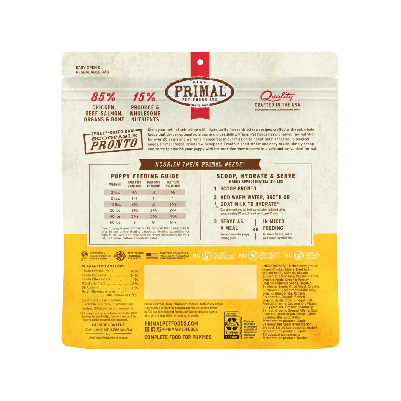 Primal Pet Foods Pronto Freeze-Dried Raw Puppy Food