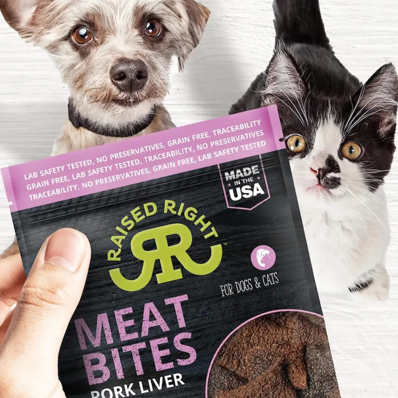 Raised Right Meat Bites Liver Treats for Dogs & Cats