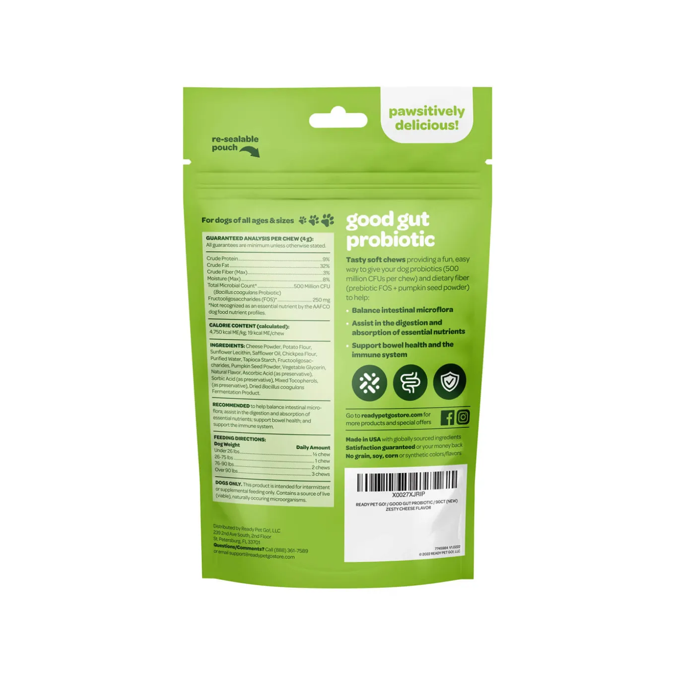 Ready Pet Go! Good Gut Probiotic Supplement for Dogs