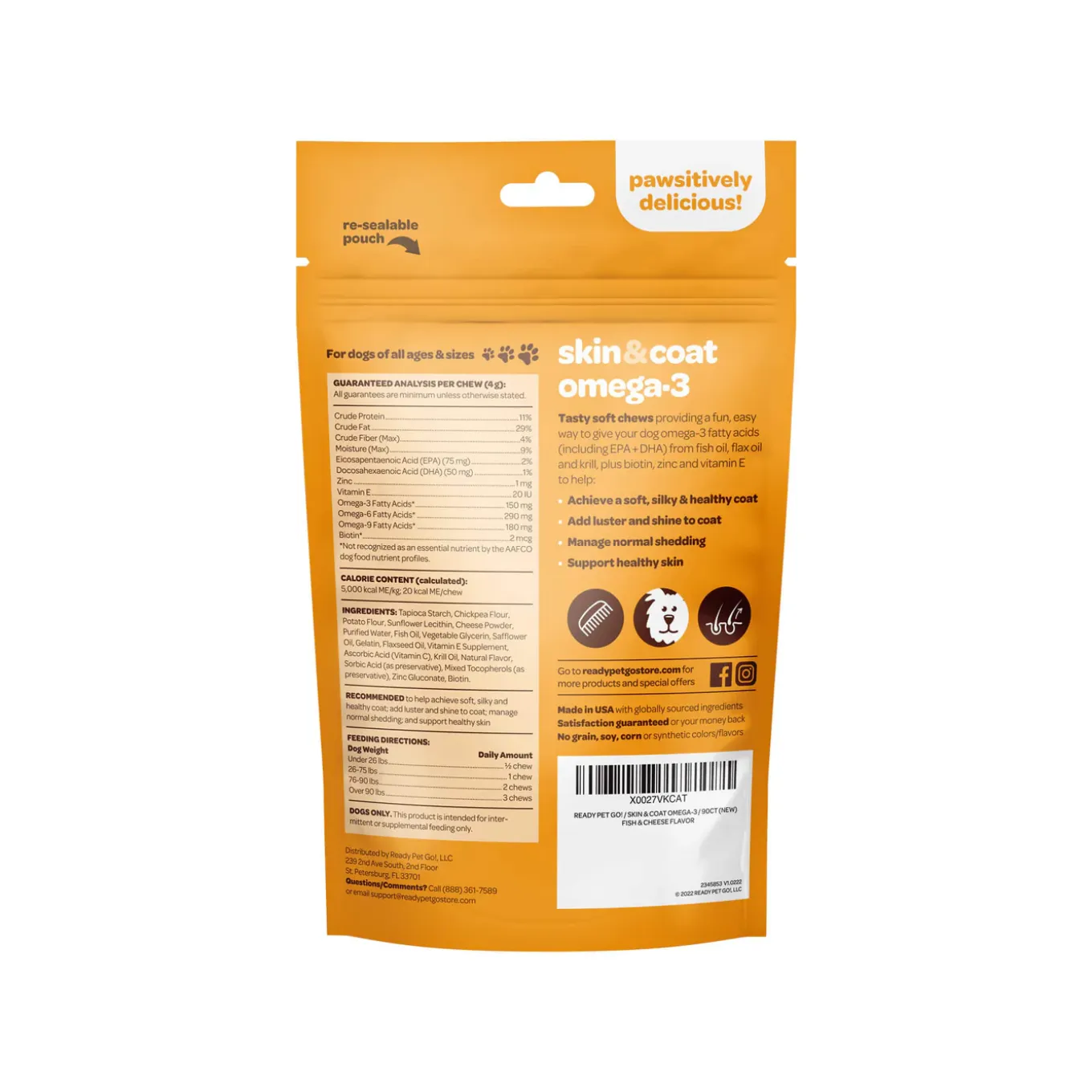 Ready Pet Go! Skin & Coat Omega-3 Supplement for Dogs