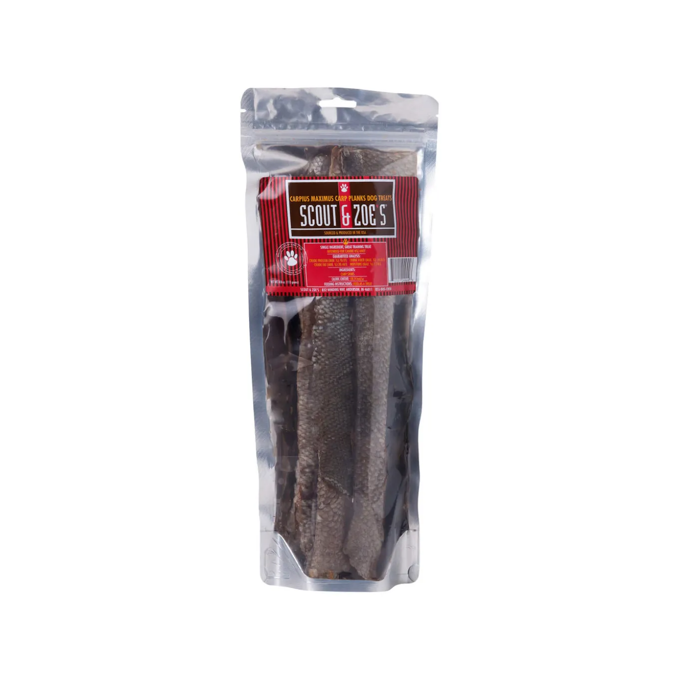 Scout & Zoe's Carpius Maximus Carp Planks Dehydrated Fish Skins for Dogs & Cats