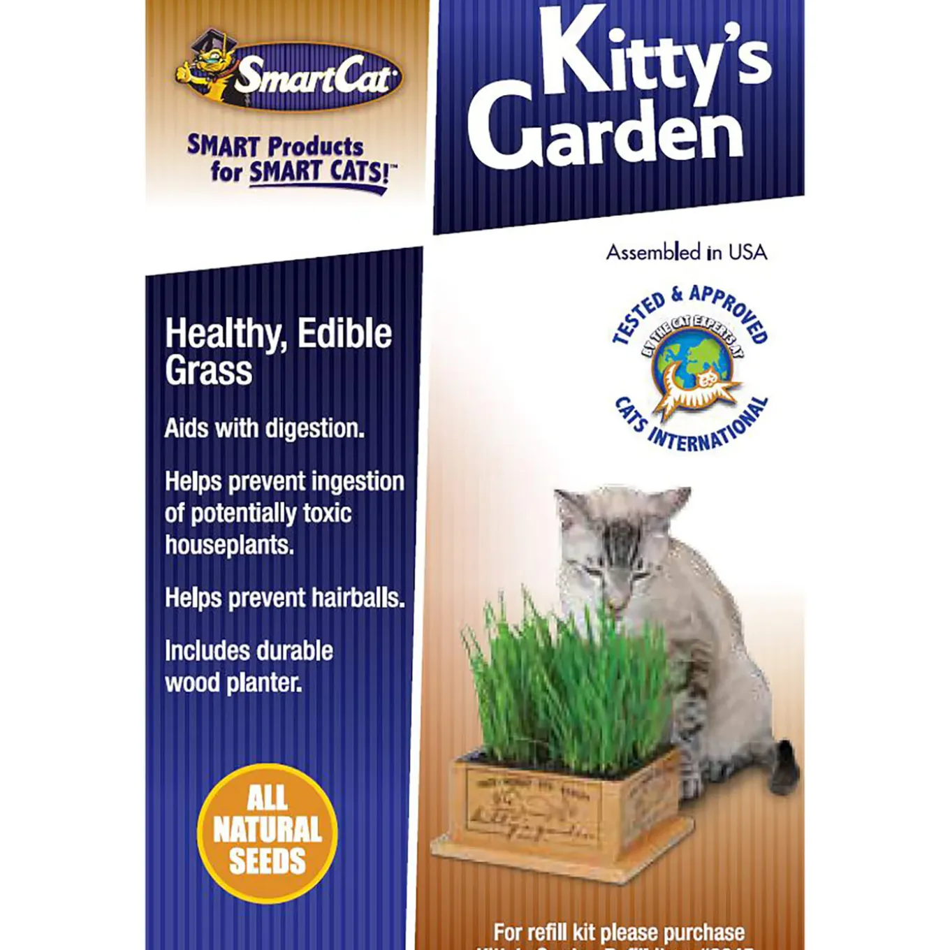 SmartCat Kitty's Garden & Refill Kit Organic Grass Cat Treat